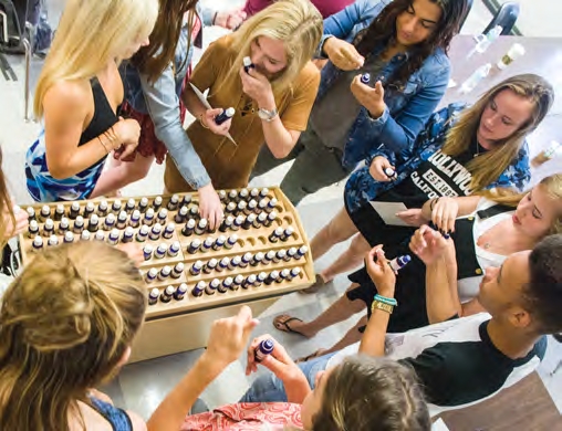 Students learn to evaluate fragrances as  they develop their individual scents; Class: Fundamentals of Fragrance